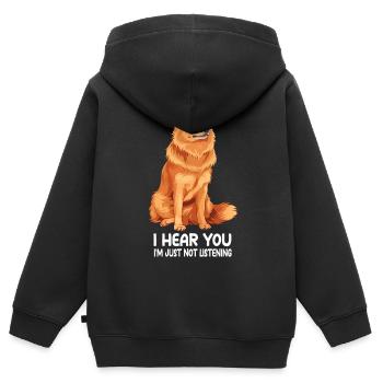 Spitz finlandais - Sweat Premium à capuche zippé enfant bio - noir - Dos - AI Model Kid Male (0cm)