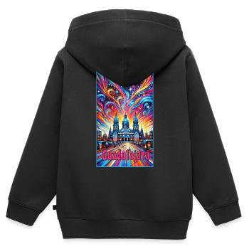 Guadalajara Mexiko Farbenfrohes Design - Kinder Premium Organic Zip Hoodie - Schwarz - Hinten - AI Model Kid Male (0cm)