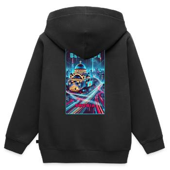 Belgrade Serbie Skyline Design - Sweat Premium à capuche zippé enfant bio - noir - Dos - AI Model Kid Male (0cm)