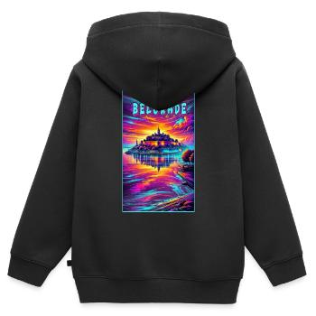 Motif souvenir de Belgrade, Serbie - Sweat Premium à capuche zippé enfant bio - noir - Dos - AI Model Kid Male (0cm)