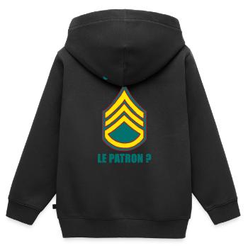 C'est qui le patron ? - Sweat Premium à capuche zippé enfant bio - noir - Dos - AI Model Kid Male (0cm)