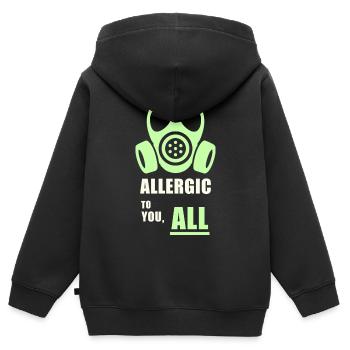 Allergisch gegen dich – Gasmaske Humor T-Shirt - Kinder Premium Organic Zip Hoodie - Schwarz - Hinten - AI Model Kid Male (0cm)