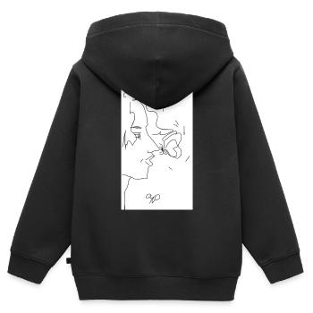 Baiser Papillon - Sweat Premium à capuche zippé enfant bio - noir - Dos - AI Model Kid Male (0cm)