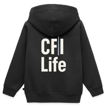 Instructeur de vol Cfi Pilote Instructeur d’aviation - Sweat Premium à capuche zippé enfant bio - noir - Dos - AI Model Kid Male (0cm)