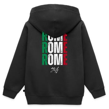 Rome Italie, j’adore Rome - Sweat Premium à capuche zippé enfant bio - noir - Dos - AI Model Kid Male (0cm)