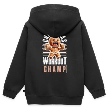 Christmas Workout Champ Weihnachten - Kids Premium Organic Zip-up Hoodie - black - Back - AI Model Kid Male (0cm)