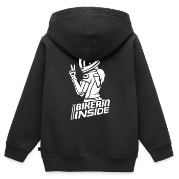 Bikerin inside (Farbe änderbar) - Kinder Premium Organic Zip Hoodie - Schwarz - Hinten - AI Model Kid Male (0cm)