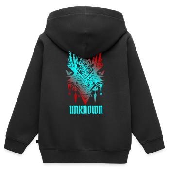 UNKNOWN Cyber Sigilism Tattoo - Y2K Futurist Triba - Kids Premium Organic Zip-up Hoodie - black - Back - AI Model Kid Male (0cm)