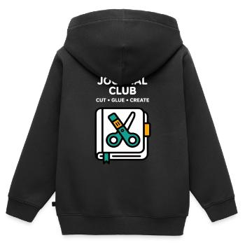 Crée de la colle coupée du Junk Journal Club - Sweat Premium à capuche zippé enfant bio - noir - Dos - AI Model Kid Male (0cm)