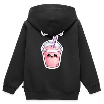 Mélange de tasses de smoothies Kawaii - Sweat Premium à capuche zippé enfant bio - noir - Dos - AI Model Kid Male (0cm)