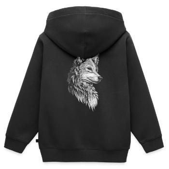 Wolf Kopf Realistisch - Kinder Premium Organic Zip Hoodie - Schwarz - Hinten - AI Model Kid Male (0cm)