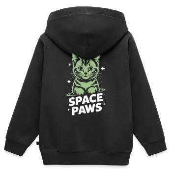 Space Cat Astral Paws - Kids Premium Organic Zip-up Hoodie - black - Back - AI Model Kid Male (0cm)