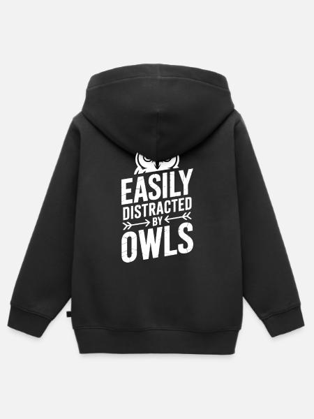 Eulen Sprüche Eule Lustiges Eulen Geschenk - Kinder Premium Organic Zip Hoodie - Schwarz
