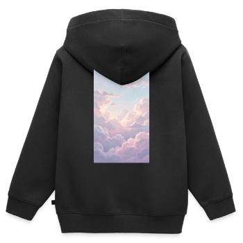Background clouds Pink - Kinder Premium Organic Zip Hoodie - Schwarz - Hinten - AI Model Kid Male (0cm)