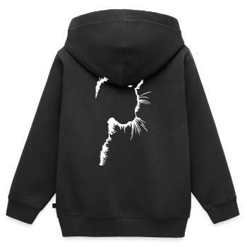 Katzen Silhouette Linienstil - Kinder Premium Organic Zip Hoodie - Schwarz - Hinten - AI Model Kid Male (0cm)