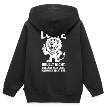 Sternzeichen Löwe Geschenk witzig Besserwisser  - Kinder Premium Organic Zip Hoodie - Schwarz - Hinten - AI Model Kid Male (0cm)