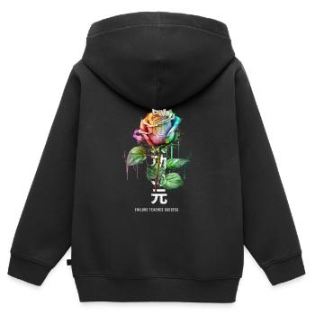 Failure Teaches Success Rainbow Rose - Kinder Premium Organic Zip Hoodie - Schwarz - Hinten - AI Model Kid Male (0cm)