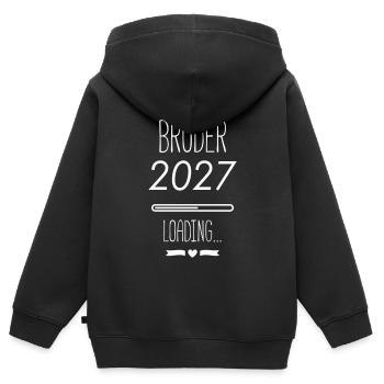 Bruder 2027 Loading - Kinder Premium Organic Zip Hoodie - Schwarz - Hinten - AI Model Kid Male (0cm)