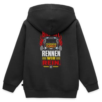 Feuerwehr  - Kinder Premium Organic Zip Hoodie - Schwarz - Hinten - AI Model Kid Male (0cm)