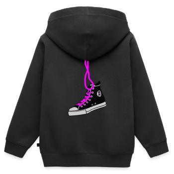 chucks - Kinder Premium Organic Zip Hoodie - Schwarz - Hinten - AI Model Kid Male (0cm)