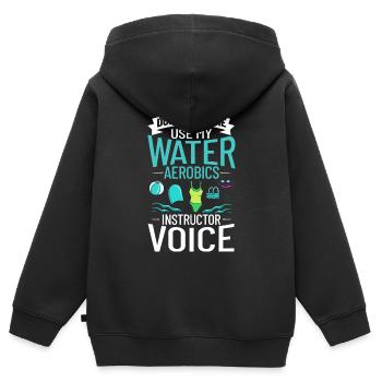 AquaGym Aquafitness Aqua Training Aqua - Sweat Premium à capuche zippé enfant bio - noir - Dos - AI Model Kid Male (0cm)