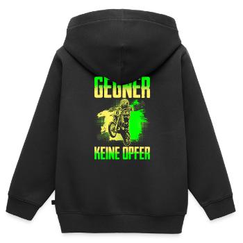 Motocross Suche Gegner Keine Opfer Motorrad - Kinder Premium Organic Zip Hoodie - Schwarz - Hinten - AI Model Kid Male (0cm)