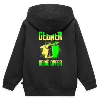 Federball Badminton Suche Gegner Keine Opfer - Kinder Premium Organic Zip Hoodie - Schwarz - Hinten - AI Model Kid Male (0cm)