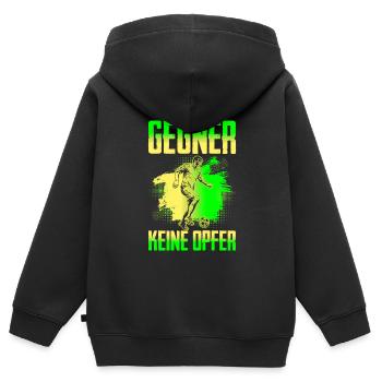 Fussballspieler Suche Gegner Keine Opfer - Kinder Premium Organic Zip Hoodie - Schwarz - Hinten - AI Model Kid Male (0cm)