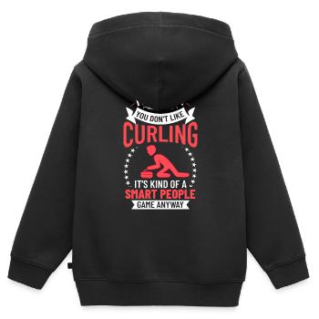 Curling Sport Spiel Spieler Curlingsteine Eis - Kinder Premium Organic Zip Hoodie - Schwarz - Hinten - AI Model Kid Male (0cm)