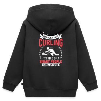 Curling Sport Spiel Spieler Curlingsteine Eis - Kinder Premium Organic Zip Hoodie - Schwarz - Hinten - AI Model Kid Male (0cm)