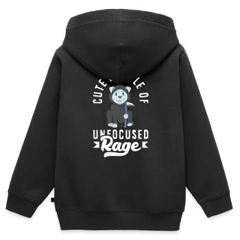 Joli paquet de rage non focalisée Kawaii Gothic - Sweat Premium à capuche zippé enfant bio - noir - Dos - AI Model Kid Male (0cm)