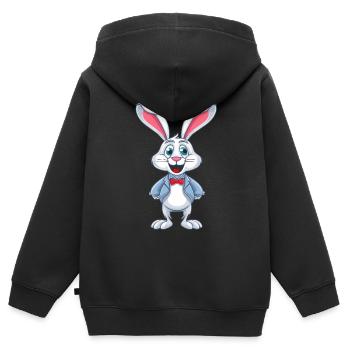 Süßer Cartoon Hase - Kinder Premium Organic Zip Hoodie - Schwarz - Hinten - AI Model Kid Male (0cm)