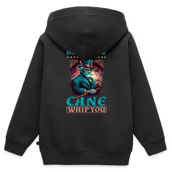 Ne me fais pas te fouetter 10 - Sweat Premium à capuche zippé enfant bio - noir - Dos - AI Model Kid Male (0cm)