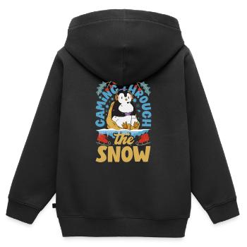 Mode inspirée du jeu Jeux sur le thème des Fêtes - Sweat Premium à capuche zippé enfant bio - noir - Dos - AI Model Kid Male (0cm)