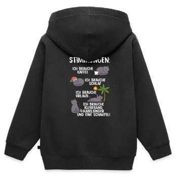 Meine Vier Stimmungen - Kinder Premium Organic Zip Hoodie - Schwarz - Hinten - AI Model Kid Male (0cm)