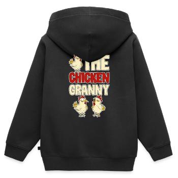 The Chicken Granny 4 - Kinder Premium Organic Zip Hoodie - Schwarz - Hinten - AI Model Kid Male (0cm)