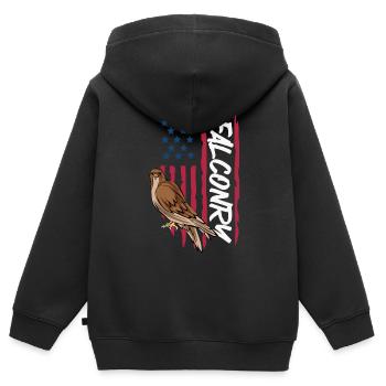 Falknerei Ornithologie Geschenk - Kinder Premium Organic Zip Hoodie - Schwarz - Hinten - AI Model Kid Male (0cm)
