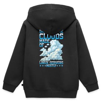 De quoi sont faits les clouds, les serveurs Linux 25 pour la plupart - Sweat Premium à capuche zippé enfant bio - noir - Dos - AI Model Kid Male (0cm)