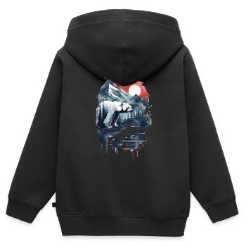 Polar Bär - Kinder Premium Organic Zip Hoodie - Schwarz - Hinten - AI Model Kid Male (0cm)