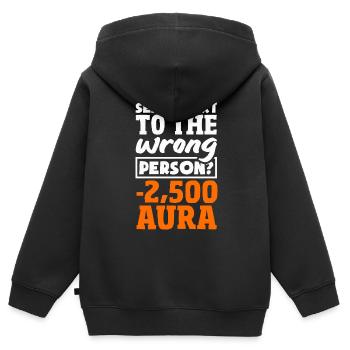 Vous avez envoyé un SMS à la mauvaise personne ?? -2500 Aura - Sweat Premium à capuche zippé enfant bio - noir - Dos - AI Model Kid Male (0cm)