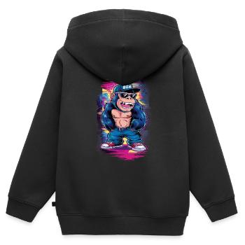 Streetart Gorilla Musik - Kinder Premium Organic Zip Hoodie - Schwarz - Hinten - AI Model Kid Male (0cm)