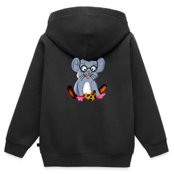 Schlau Streber Maus mit Brille als Brillenschlange - Kinder Premium Organic Zip Hoodie - Schwarz - Hinten - AI Model Kid Male (0cm)