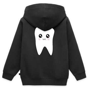 Dent Dents, Dents, Dentiste - Sweat Premium à capuche zippé enfant bio - noir - Dos - AI Model Kid Male (0cm)