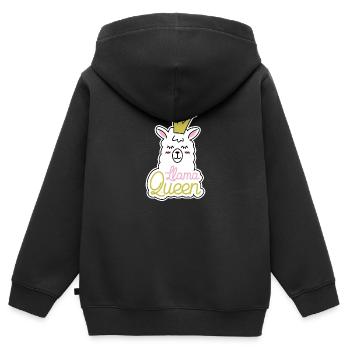 Lama Lama Alpaka Lama Lama Königin - Kinder Premium Organic Zip Hoodie - Schwarz - Hinten - AI Model Kid Male (0cm)