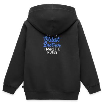 Ältester Bruder machen die Regeln Geschenk für Big Bros. - Kinder Premium Organic Zip Hoodie - Schwarz - Hinten - AI Model Kid Male (0cm)