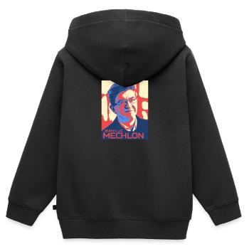 Mélenchon Elections Présidentielles 2022 - Sweat Premium à capuche zippé enfant bio - noir - Dos - AI Model Kid Male (0cm)