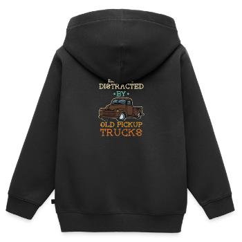 Facilement distrait par les vieilles camionnettes - Sweat Premium à capuche zippé enfant bio - noir - Dos - AI Model Kid Male (0cm)