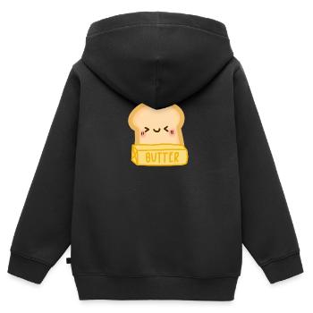 lisse comme du beurre - Sweat Premium à capuche zippé enfant bio - noir - Dos - AI Model Kid Male (0cm)