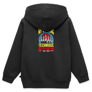 My Bowling Technique Bowling Lover Drôle Bowling - Sweat Premium à capuche zippé enfant bio - noir - Dos - AI Model Kid Male (0cm)