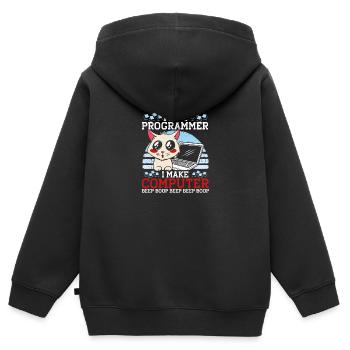 Katze Programmieren Coder Programmierer - Kinder Premium Organic Zip Hoodie - Schwarz - Hinten - AI Model Kid Male (0cm)